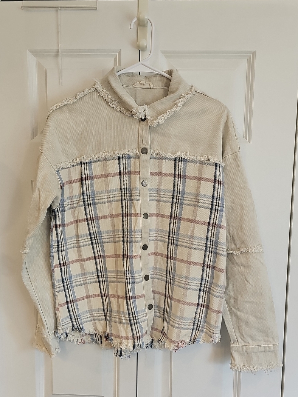 Mystree Light Gray Denim Jacket with Script Label